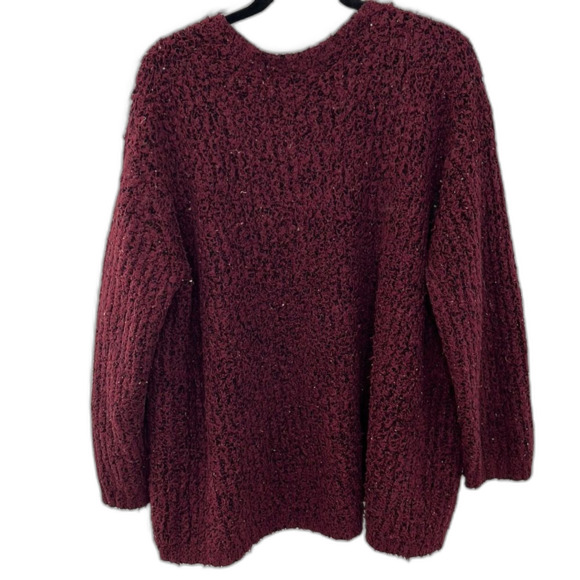 Kensie Speckled Open Front Cardigan Cranberry Plum Size Medium - Picture 5 of 9